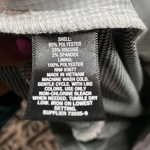 Worthington Houndstooth Pants grey black White Side Slit Hems - Picture 6 of 11